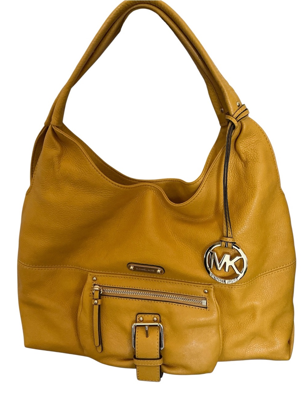 Michael Kors Brass Yellow Pebbled Leather Shoulder Bag